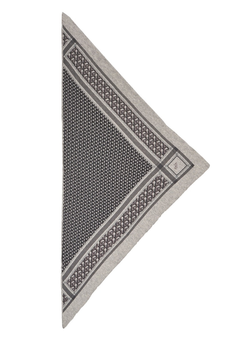 LALA Berlin Triangle Monogram Classic Print tørklæde, M - Black on Fanella - Bahne